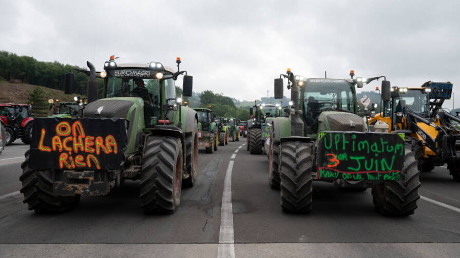 Spanish And French Farmers Block Roads Near French Border