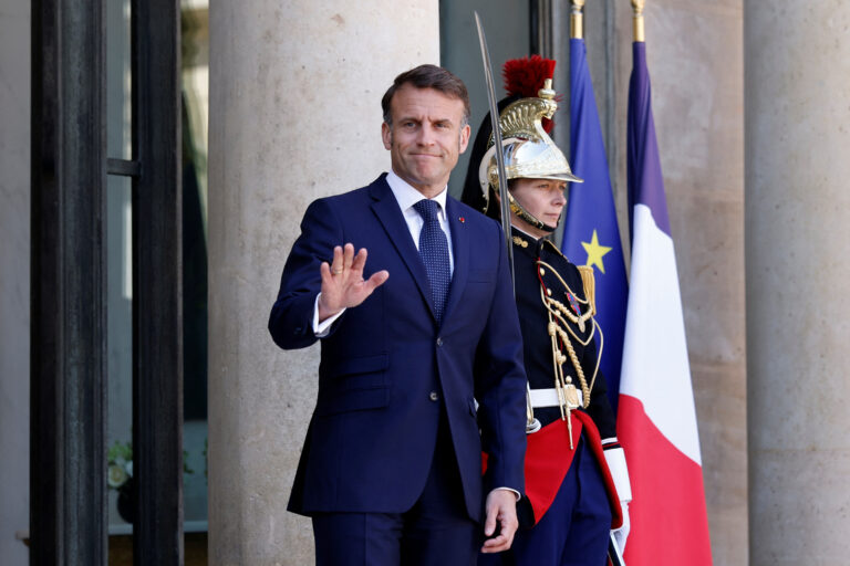French President Macron at the Elysee Palace in Paris